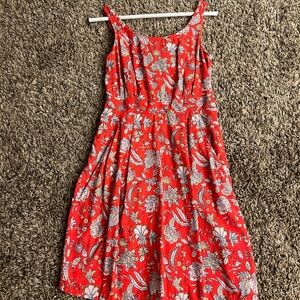 Vintage Jack Wills Cut Out Back Bow Dress in Red Paisley Floral, Size 4